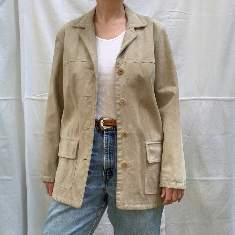 Vintage Ann Taylor tan Suede button front blazer